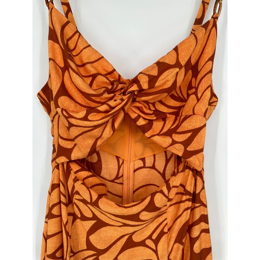 Zara Orange Patterned Midi Dress - Picture 8 of 14